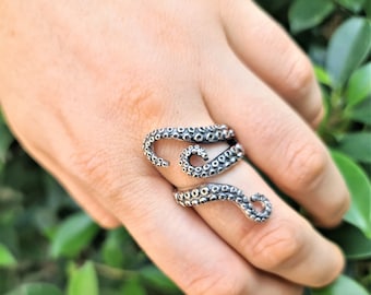 Octopus Tentacle Ring STERLING SILVER 925 OCTOPUS Ocean Sea Creature Tentacle Animal Good Luck Talisman Exclusive Gift