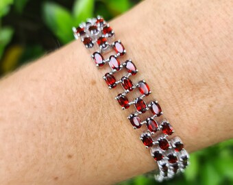 【めっちゃ変わる】 本物のガーネットブレスレット 925 スターリングシルバー アクセサリー