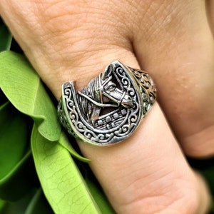 Hufeisen Ring STERLING SILBER 925 Glückshufeisen Glücksbringer Pferd Ring