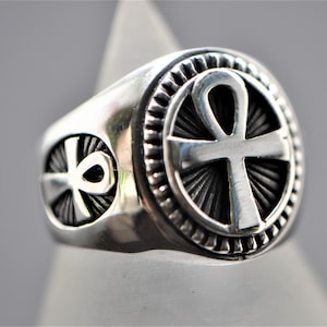 Egyptian Ankh Ring 925 Sterling Silver Sacred Cross Key of Life Sacred Egyptian Symbol for Eternal life Talisman Protection