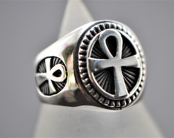 Egyptian Ankh Ring 925 Sterling Silver Sacred Cross Key of Life Sacred Egyptian Symbol for Eternal life Talisman Protection