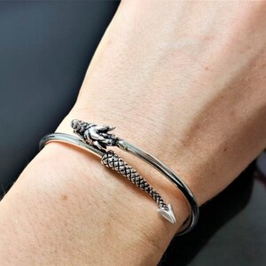 Ouroboros Bracelet STERLING SILVER 925 Dragon eating Tail Ancient Symbol Talisman Amulet Good Luck image 8