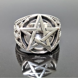 Pentagram Ring STERLING SILVER 925 Star Pentacle Sacred Symbols five-pointed star Talisman Protective Amulet Exclusive Gift