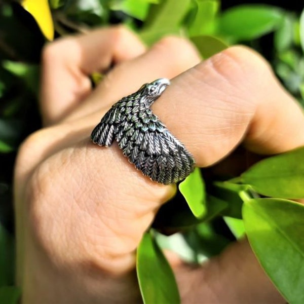 Eagle Ring Sterling Silver 925 Eagle’s Wings Symbol of Great Strength Leadership & Vision Free Spirit Talisman Amulet