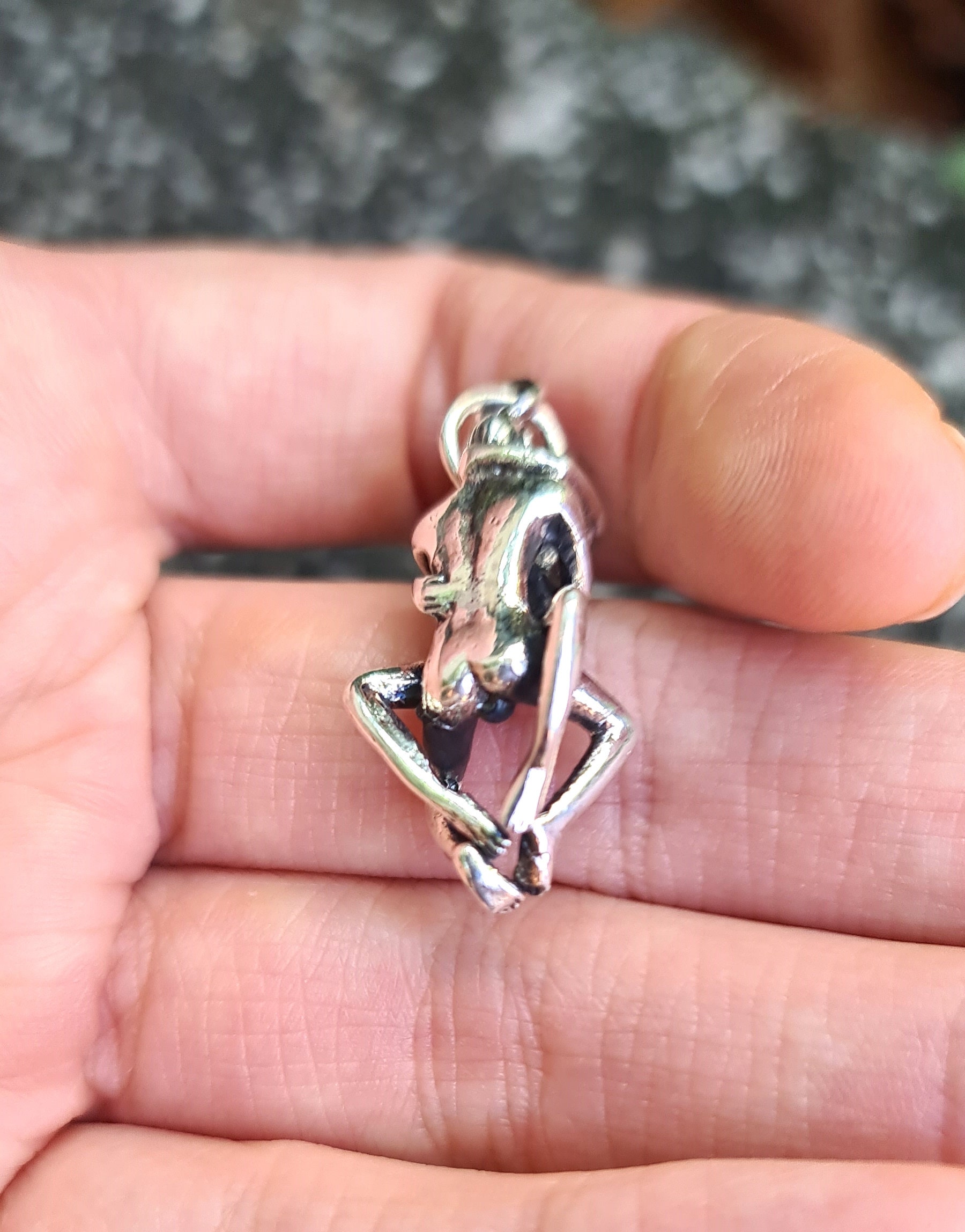 NKlaus Kettenanhänger Charm - Anhänger Kama Sutra Cunnilingus Position 925 Silber 17x4mm Amu 925 Silber Rhodiniert S035s0e0