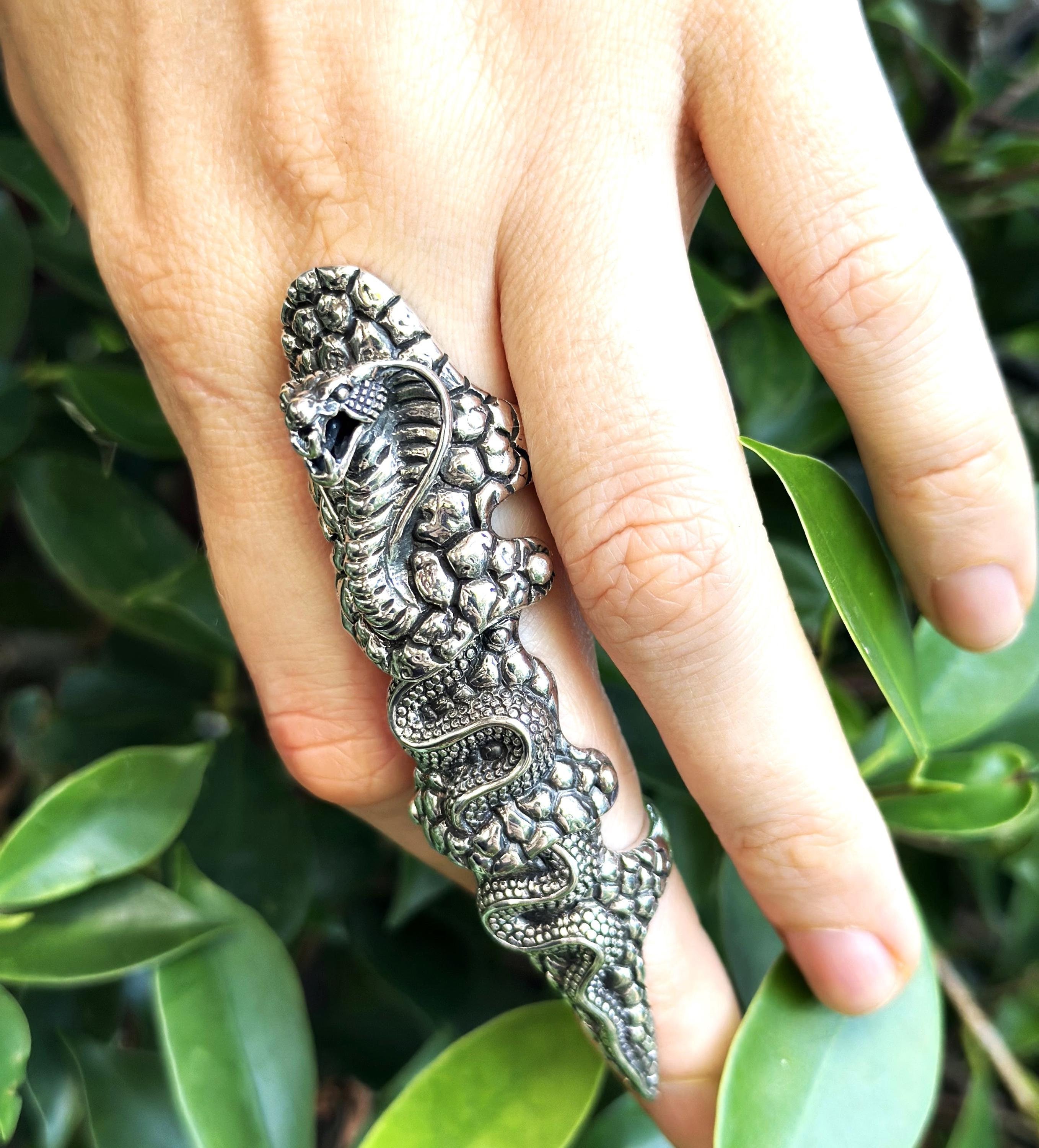 Cobra Knuckle Joint Ring SOLID 925 STERLING SILVER Full Finger