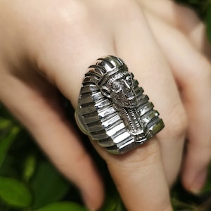 PHARAOH Ring 925 STERLING SILVER Tutankhamun Egyptian Sphinx Ancient Egypt King Son of God Talisman Amulet Sacred Symbol Handmade