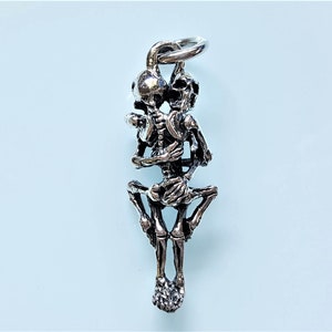 Hugging Skeletons Pendant 925 Sterling Silver Hug Love Skull Punk Goth Rock Biker Exclusive Design Valentine Gift Love to Death Charm