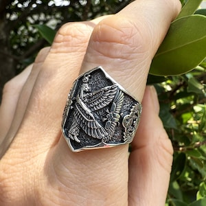 Hathor Goddess Ring 925 Sterling Silver Mother of Horus and Ra Scarab Deity of Egypt Egyptian Ankh Sacred Symbol Talisman Amulet