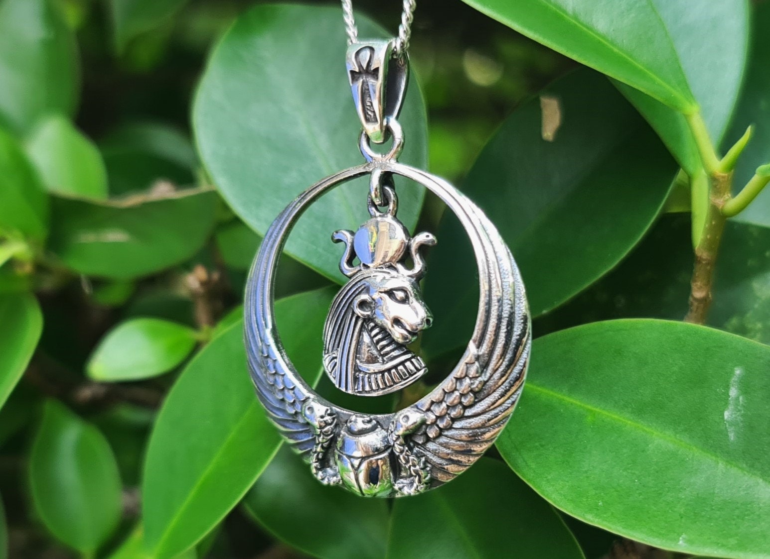 Sekhmet Lioness Goddess Pendant 925 Sterling Silver God of Egypt 