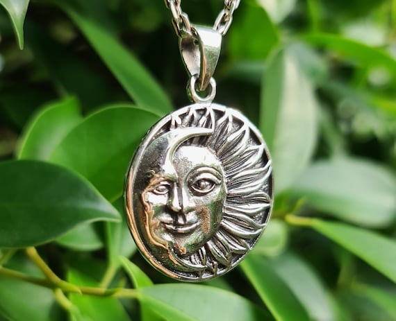 Sun Moon Pendant STERLING SILVER 925 Celestial Divine Talisman