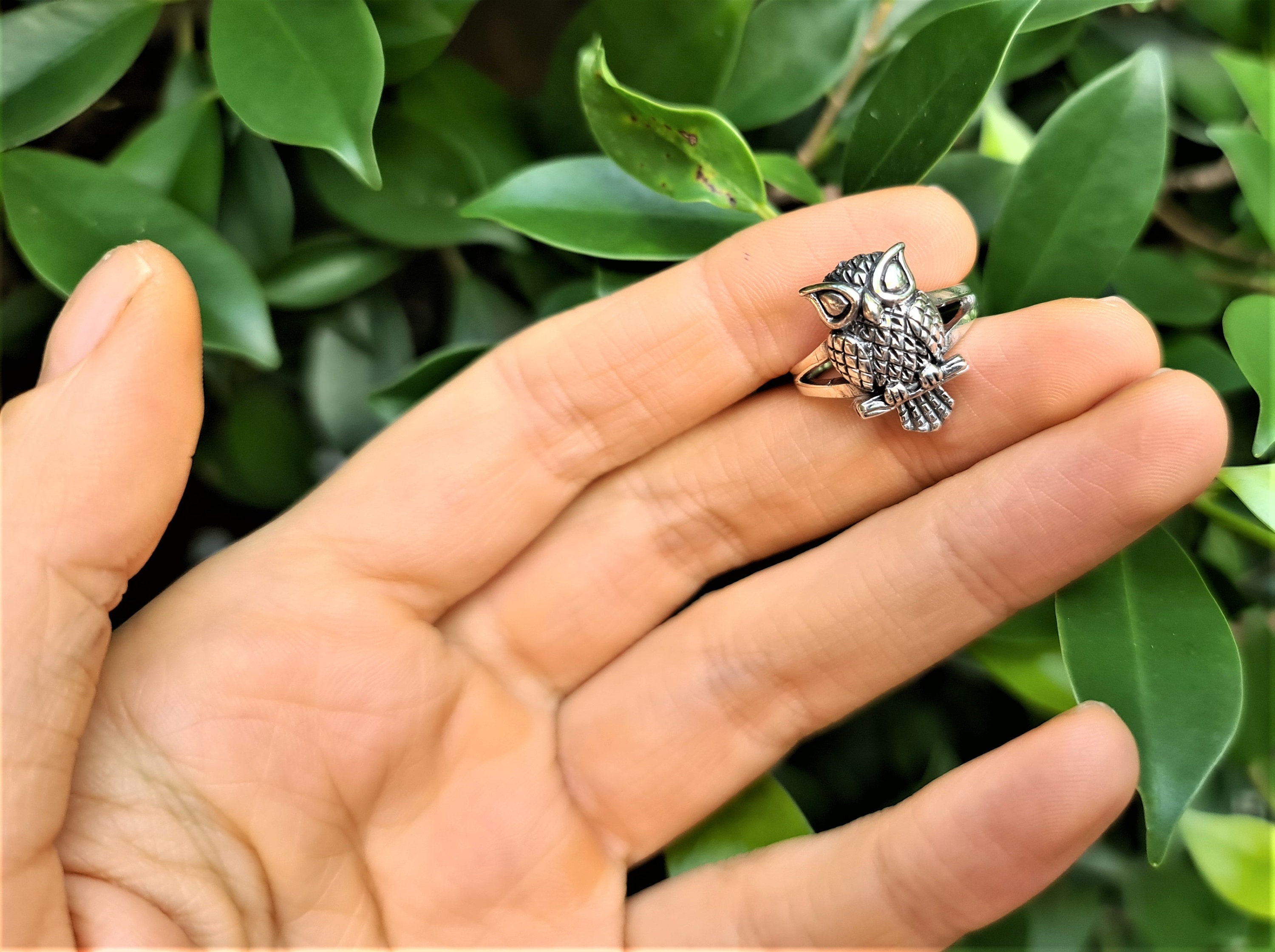 Owl Ring STERLING SILVER 925 Symbol of Wisdom Talisman Amulet Etsy