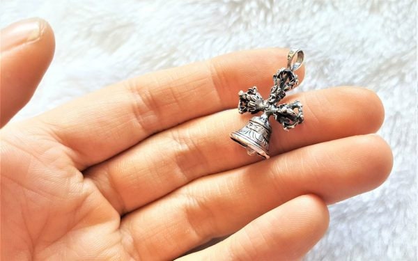 3 Perline Dorje Tibetane In Argento 925, Forma Campana, 18x7mm, Foro 3mm, Per Bracciali E Collane Fai Da Te