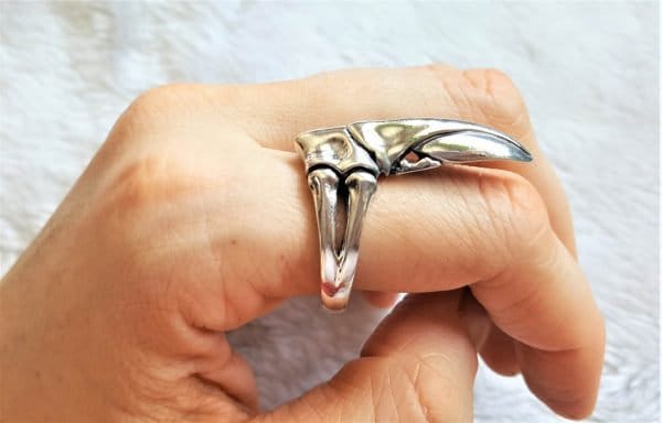 Anello Fatto A Mano In Argento Sterling 925 Con Teschio Di Corvo Vichingo | Gioielli Vichinghi - Foto 3