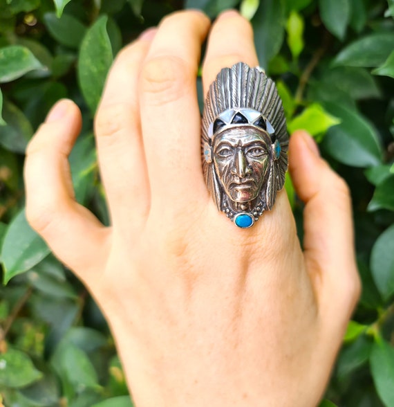 American Indian 925 STERLING SILVER Turquoise Black Onyx Mother of