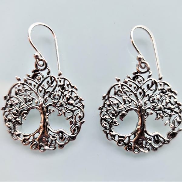 Tree of Life Earrings 925 Sterling Silver Sacred Celtic Tree Symbol Energy Balance Universe Powers of Mother Earth Norse mythology