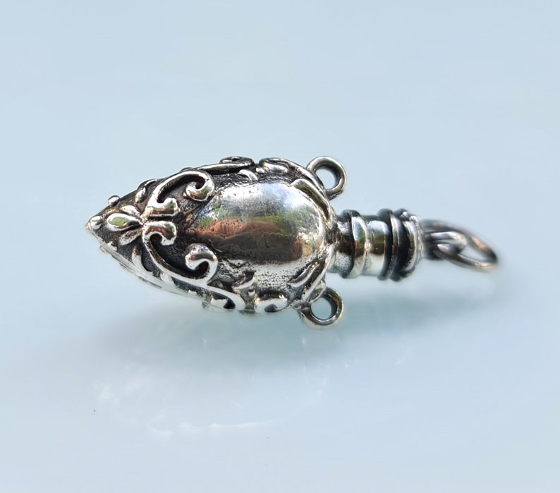 Perfume Bottle Pendant STERLING SILVER 925 Amphora Shape Locket Fragrance Perfume/Essential Oil 3D Locket/Pendant Minimalist Urn image 5