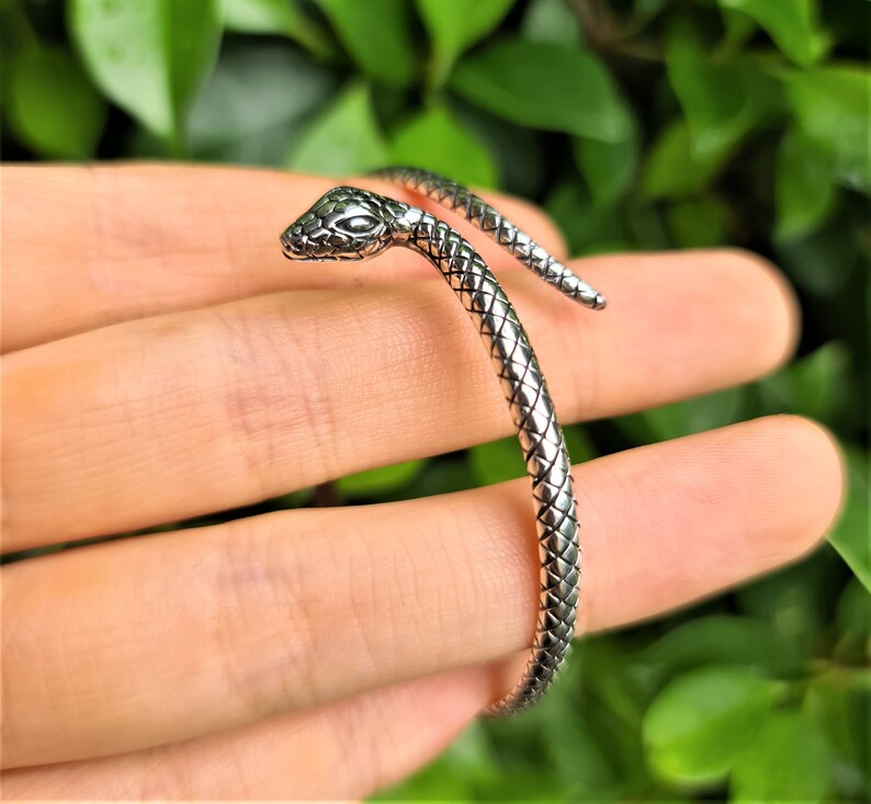 Snake Bangle STERLING SILVER 925 Snake Bracelet Cleopatra Etsy