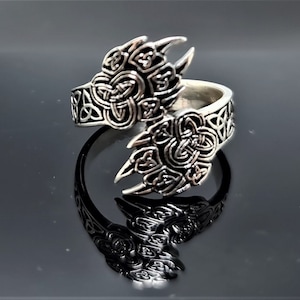 Bear Paw Ring STERLING SILVER 925 Viking Bear Claw Celtic Knot Slavic Warding Veles Sacred Symbol Talisman Amulet