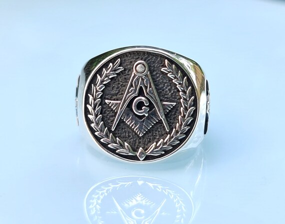 ELIZ 925 Sterling Silver Masonic Ring – Compass, Eagle, Sacred Geometry A.A.S.R. – Highest Quality