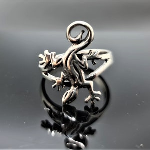Lizard Ring STERLING SILVER 925 Gecko Lizard Handmade Animal Jewelry Gift