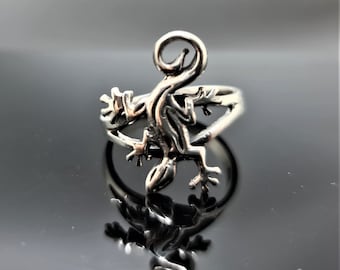 Eidechse Ring STERLING SILBER 925 Gecko Salamander Chamäleon Eidechse Handmade Tier Schmuck Geschenk