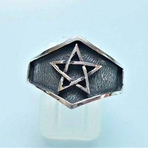 Pentagram Ring Sterling Silver Pentacle Talisman Star Occult Sacred Symbol Protective Amulet Exclusive Gift