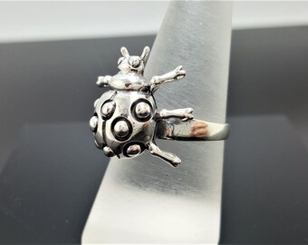 ☆TATIANA☆ Silver 925 Simple Ladybug Ring CR0494 Ladybug Ring STERLING SILVER 925 Lady Bug Symbol of