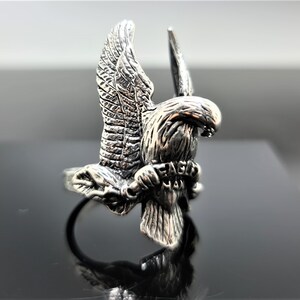 Eagle Ring Sterling Silver 925 Eagle’s Wings Symbol of Great Strength Leadership & Vision Free Spirit Talisman Amulet