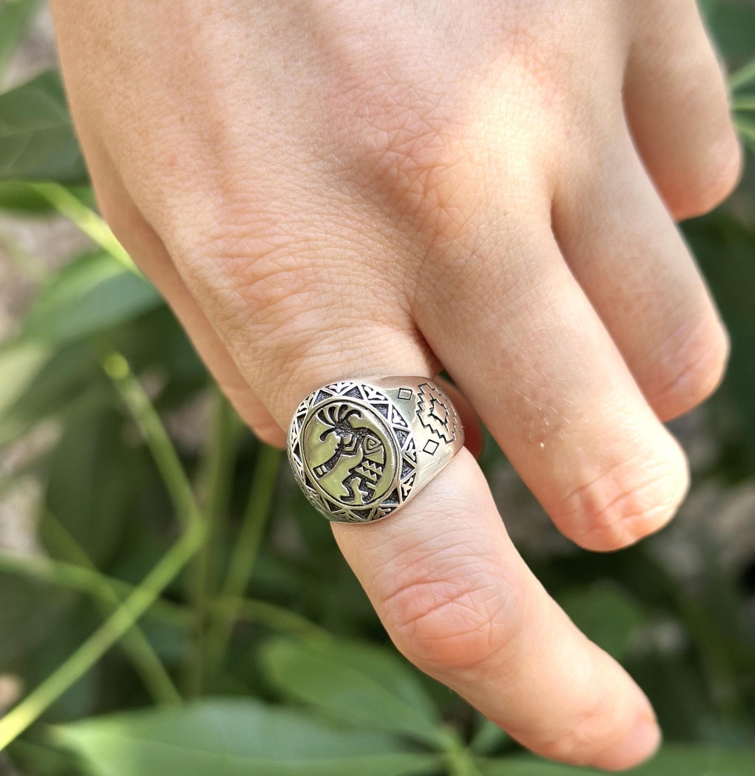 Kokopelli Ring 925 STERLING SILVER Fertility Deity Native American