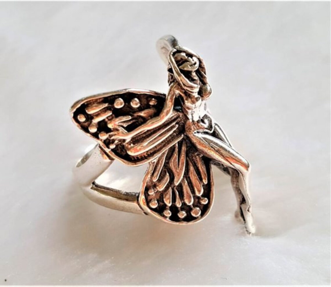 Fairy Elf Ring STERLING SILVER 925 Butterfly Angel Wings Etsy
