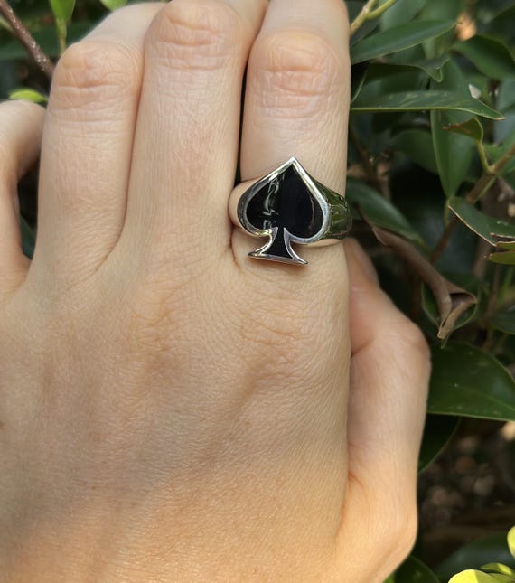 Ace of Spades Ring 925 STERLING SILVER Winner Lucky Good Luck