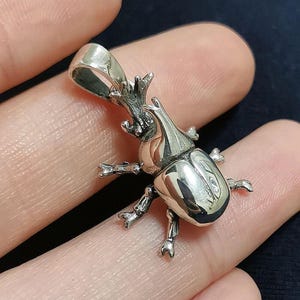Rhinoceros Beetle Pendant STERLING SILVER 925 Stag Beetle Symbol of metamorphosis Hercules beetles Talisman