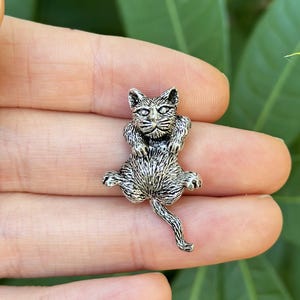 Cute Movable Cat Pendant 925 Sterling Silver Cute Gift Cartoon MOVABLE Head and Tail Adorable Silver Cat