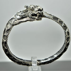 Dragon Bracelet STERLING SILVER 925 Chinese Dragon Bangle Ancient Sacred Symbol Talisman Amulet Good Luck Heavy 65 grams