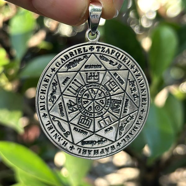 Sello de los Siete Arcángeles Colgante PLATA DE LEY 925 Judaísmo Ocultismo Esotérico Talismán Amuleto Hermes Trimegisto Como es arriba, es abajo