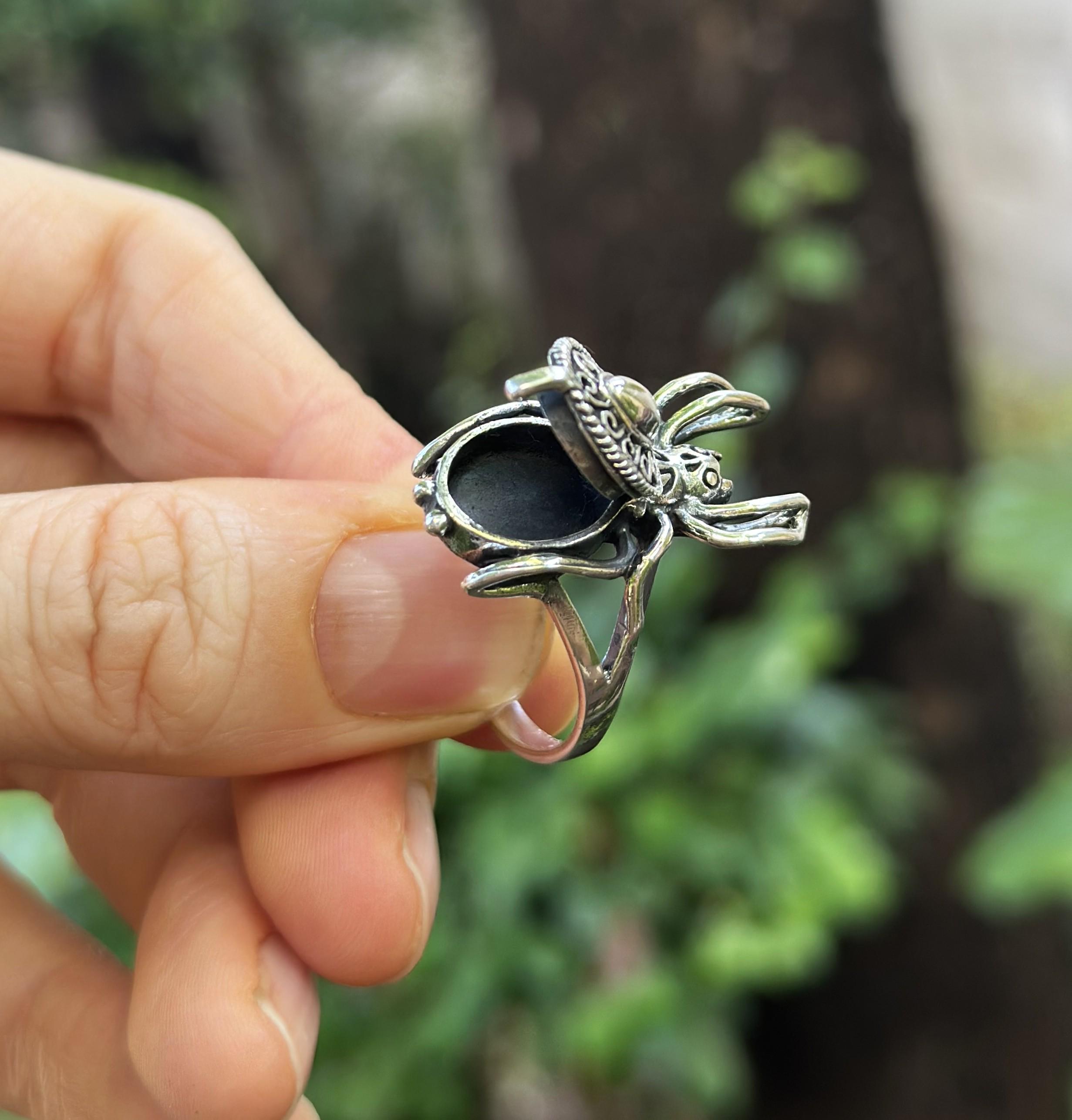 Spider Locket Ring 925 Sterling Silver Secret Compartment