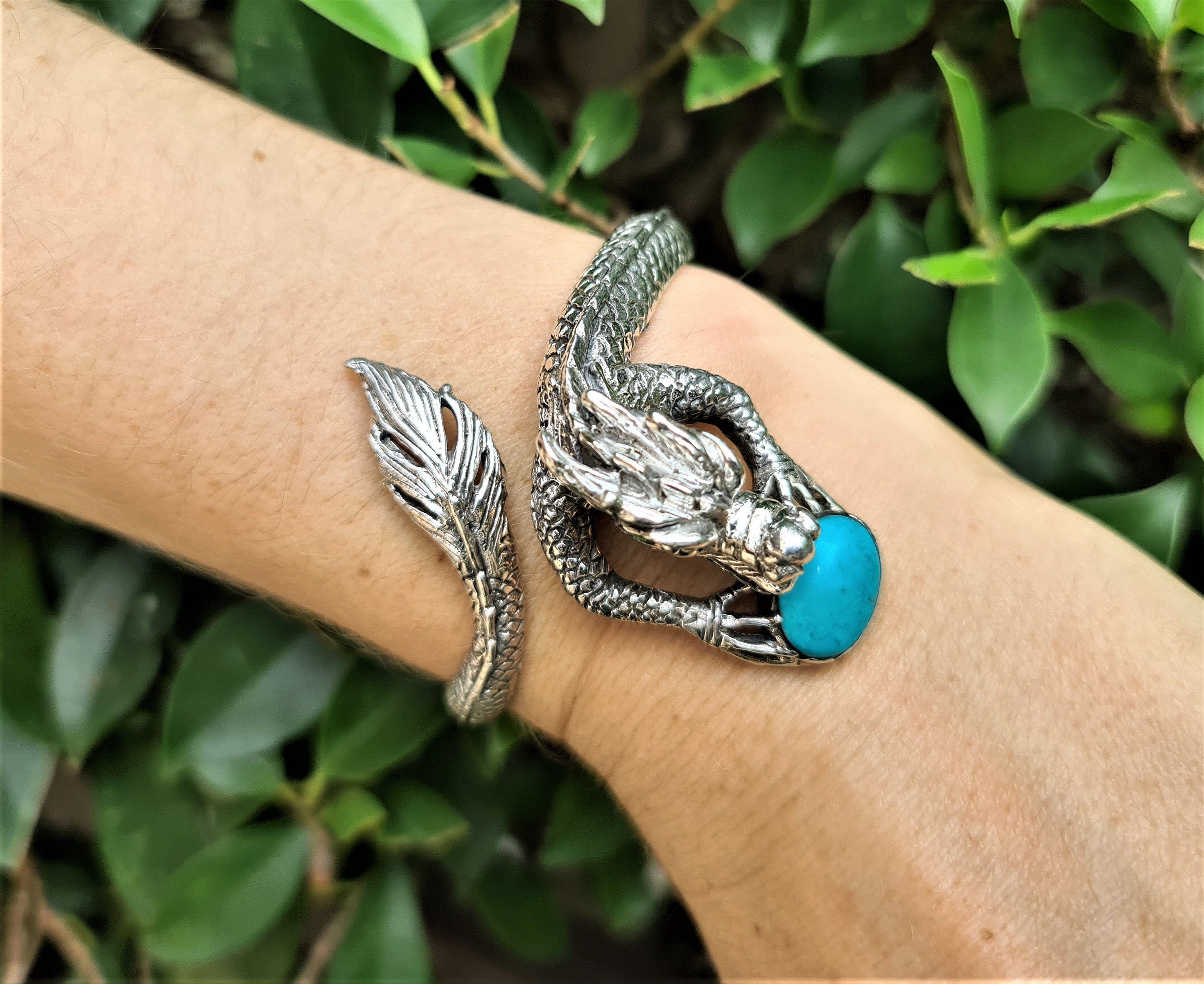 Dragon Bracelet STERLING SILVER 925 Turquoise Chinese Dragon Etsy UK
