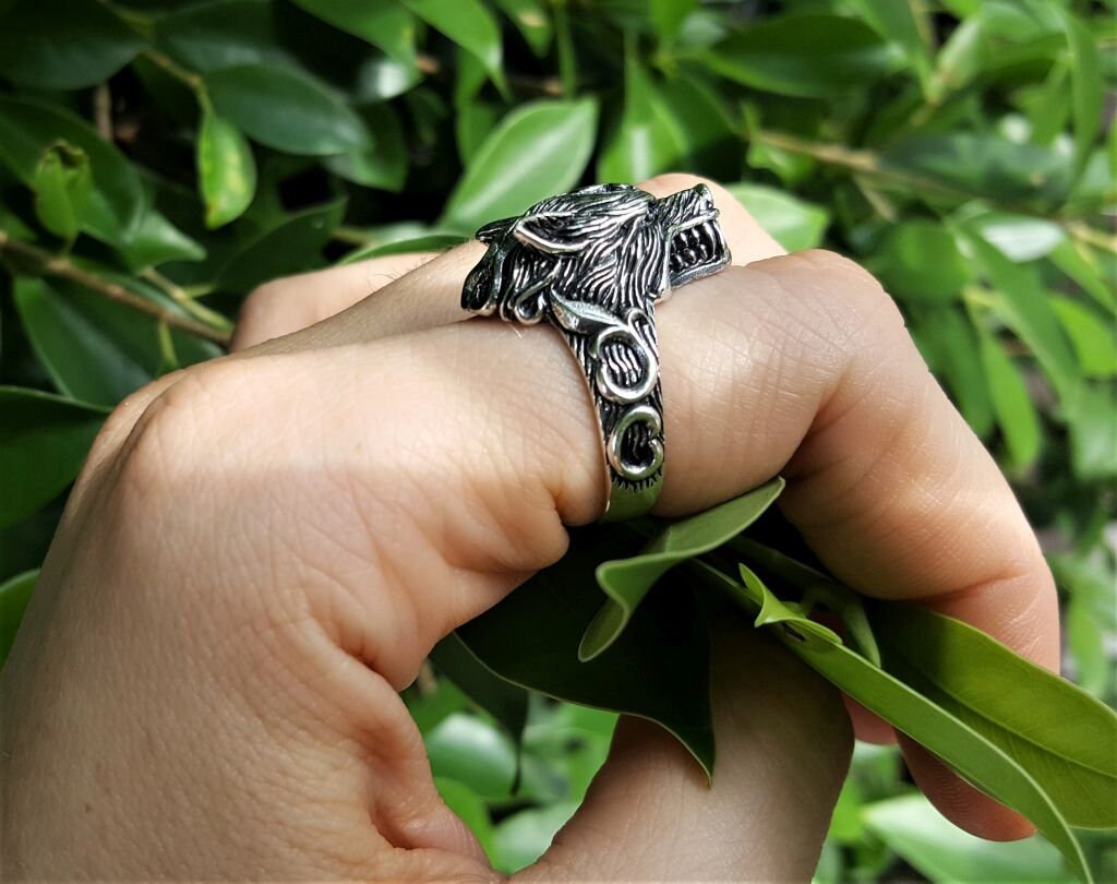 Bague En Argent 925 Wolf Totem - Taille 5 à 11 - Neuf Avec étiquettes - Protection Loyale