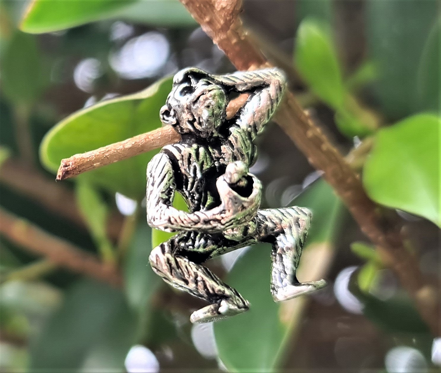 925 Sterling Silver Cute Animal Heart CZ Wise Monkey Hold