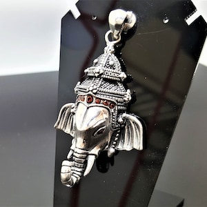Ganesh Pendant 925 STERLING SILVER Elephant Great Ganesha Lord of Success Wealth Wisdom Talisman Amulet Spiritual Guidance Heavy 26 grams