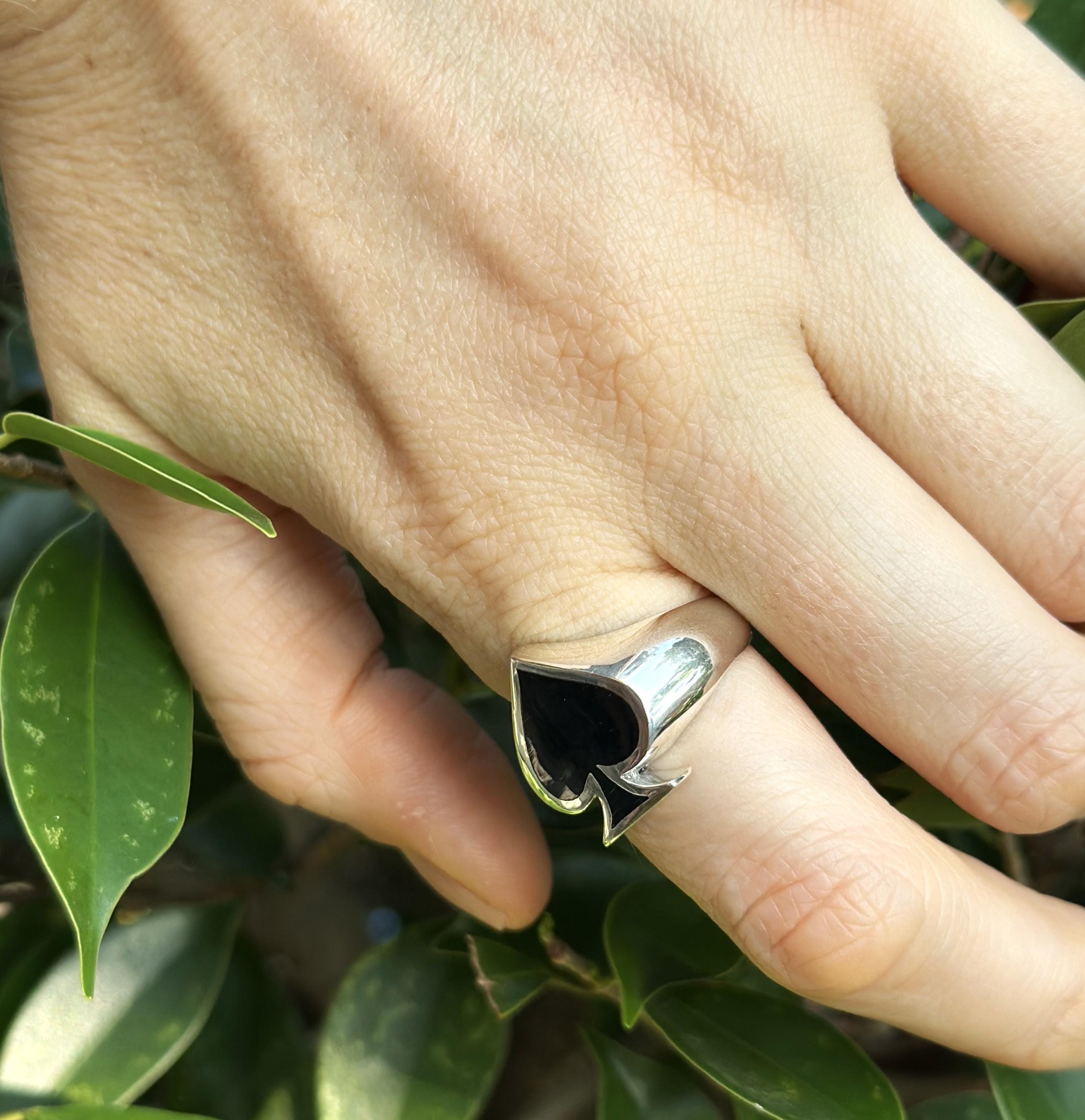 Ace of Spades Ring 925 STERLING SILVER Winner Lucky Good Luck
