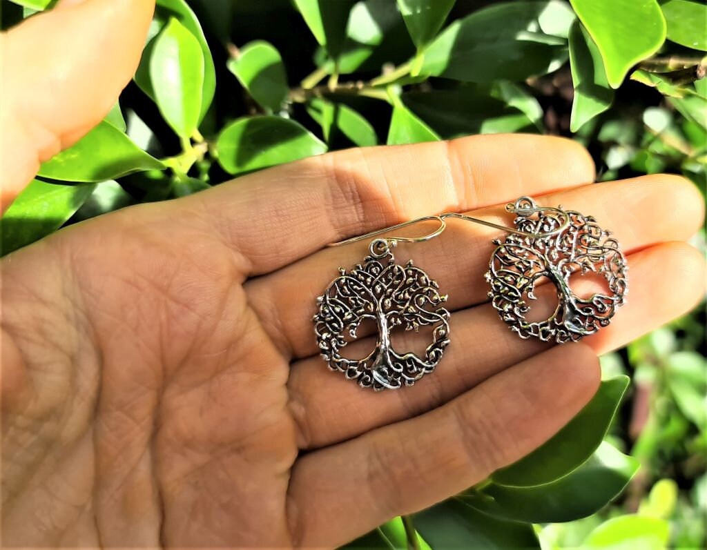 Tree of Life Earrings 925 Sterling Silver Sacred Celtic Tree Symbol ...