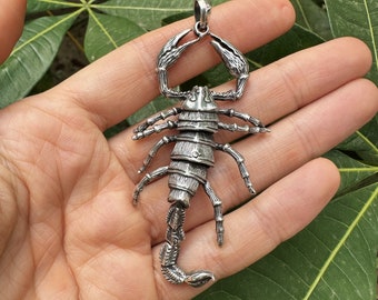 Duży wisiorek ze skorpionem, srebro próby 925, ruchome nogi, znak zodiaku Skorpion, ciężki skorpion, owad, rock, punk, gotyk, ręcznie robiony, ekskluzywny design