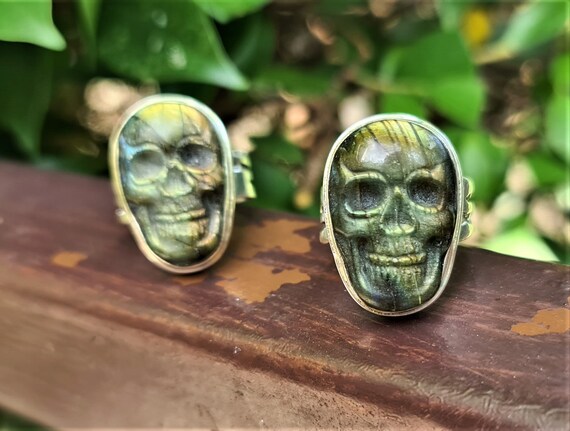 Labradorite skull sale ring