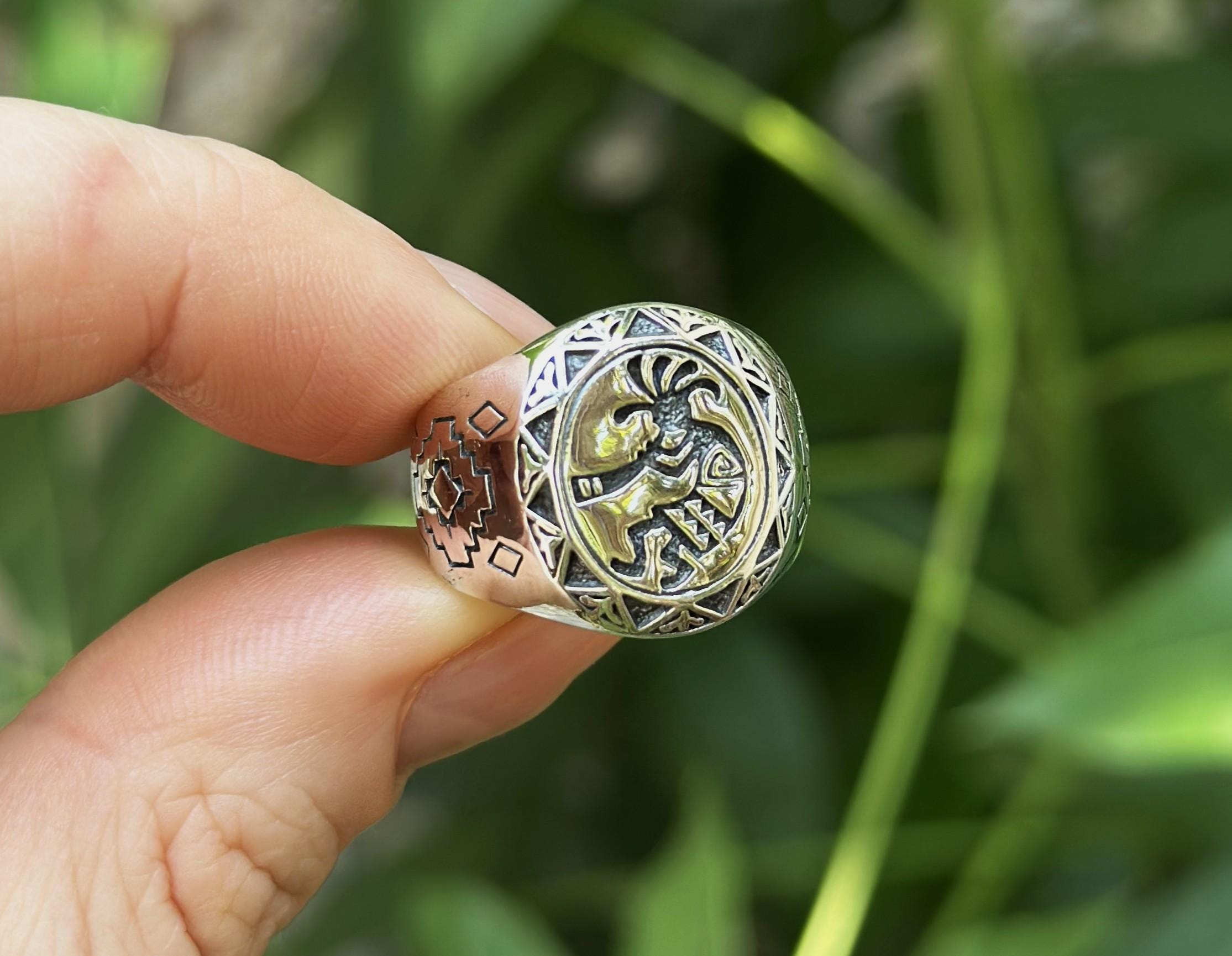 Kokopelli Ring 925 STERLING SILVER Fertility Deity Native American