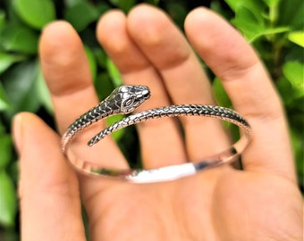 Snake Bangle STERLING SILVER 925 Serpent Bracelet Cleopatra