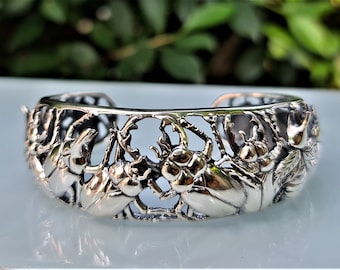 Entomology Bracelet STERLING SILVER 925 Beetle Cuff Insect Symbol of metamorphosis Handmade Exclusive Design Hercules beetles