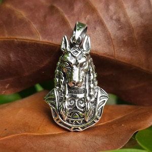 ANUBIS Pendant 925 Sterling Silver Egyptian God Jackal-headed Scarab Snake Ankh Sacred Symbol Talisman Amulet Handmade
