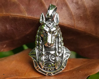 ANUBIS Pendant 925 Sterling Silver Egyptian God Jackal-headed Scarab Snake Ankh Sacred Symbol Talisman Amulet Handmade